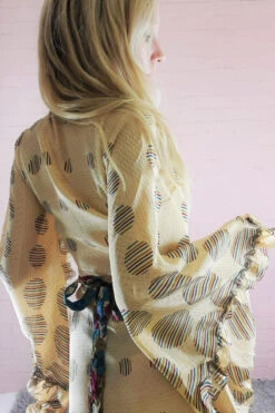 Venus Maxi Wrap Dress - Vintage Sari - Pastel Gold, Azure & Raspberry Rose Print S/M 7 Venus Maxi Wrap Dress - Vintage Sari - Pastel Gold, Azure & Raspberry Rose Print S/M -KIKIS Clothing Shop 20211206 171710