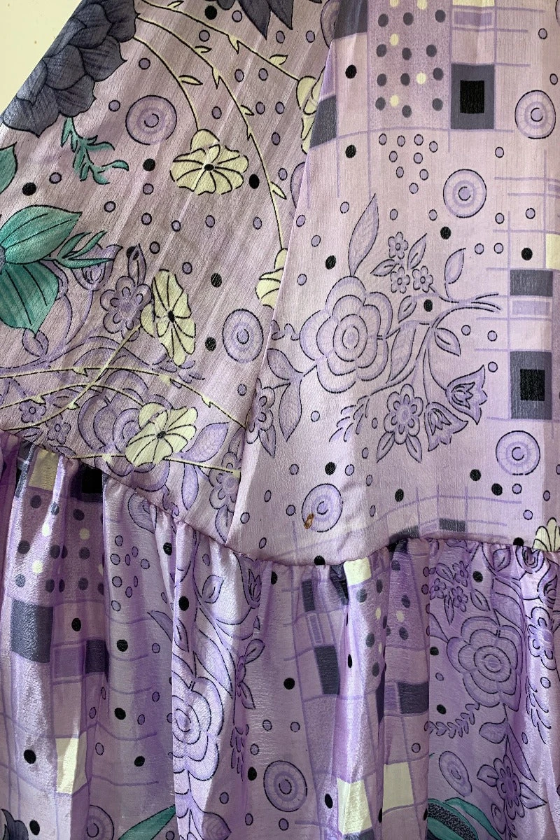 Sylvia Wrap Dress - Vintage Indian Sari - Purple Dusk & Aqua Floral (S/M) 8 Sylvia Wrap Dress - Vintage Indian Sari - Purple Dusk & Aqua Floral (S/M) - Image 8