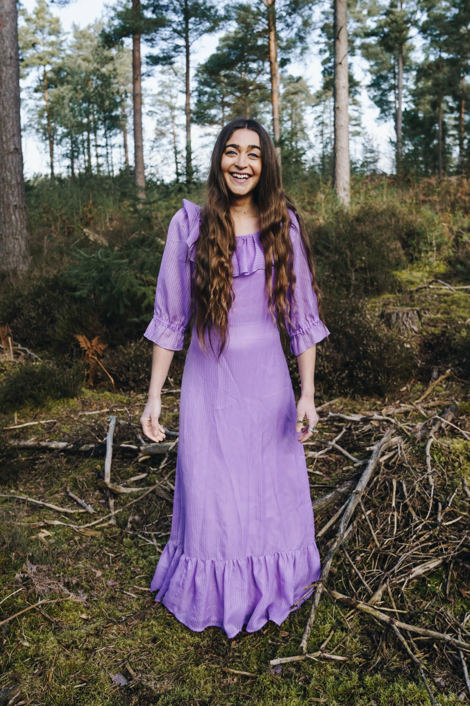 Vintage 70s Maxi Dress - Sheer Lilac - Size XS 3 Vintage 70s Maxi Dress - Sheer Lilac - Size XS - Image 3