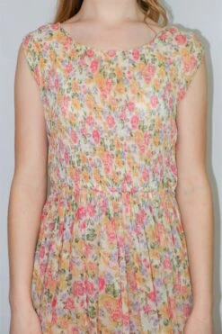 70's Vintage Sheer Floral Dress - Pink, White, Blue & Green - Size S 6 70's Vintage Sheer Floral Dress - Pink, White, Blue & Green - Size S -KIKIS Clothing Shop DSCF0560