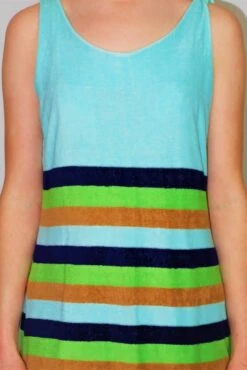 70's Vintage Dress - Vibrant Aqua Striped Sundress - Size S 8 70's Vintage Dress - Vibrant Aqua Striped Sundress - Size S -KIKIS Clothing Shop DSCF0653 2