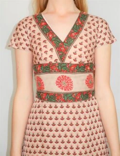Cute Vintage Embellished Dress - Pale Pink, Green & Red Floral - XS/S -KIKIS Clothing Shop DSCF3904 3