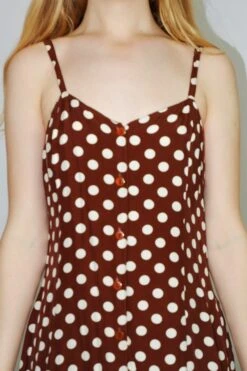 Vintage Button-up Mini Dress - Hazelnut Brown Polka Dots - XXS 7 Vintage Button-up Mini Dress - Hazelnut Brown Polka Dots - XXS -KIKIS Clothing Shop DSCF4061
