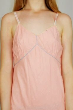 Vintage Strappy Dress - Peachy Pink With Lacy Details - S -KIKIS Clothing Shop DSCF4384