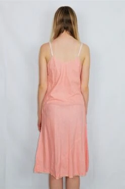 Vintage Strappy Dress - Peachy Pink With Lacy Details - S -KIKIS Clothing Shop DSCF4391