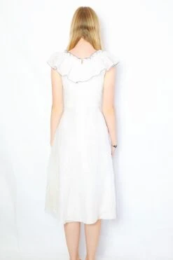 70s Vintage Dress - Sheer White With Black Polka Dots - Size XXS -KIKIS Clothing Shop DSCF4897 2