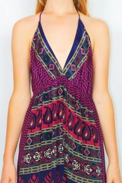 Cherry Maxi Dress - Vintage Indian Sari - Magenta, Navy & Emerald Floral Motif - Free Size 6 Cherry Maxi Dress - Vintage Indian Sari - Magenta, Navy & Emerald Floral Motif - Free Size -KIKIS Clothing Shop DSCF5612 2