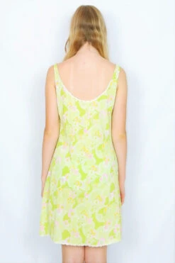 70's Vintage - Mini Slip Dress - Pale Lime, Rose & Yellow Floral - Size S -KIKIS Clothing Shop DSCF6162 2