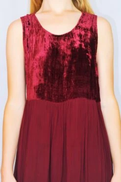 70's Vintage - Velvet & Sheer Maxi Dress - Red Wine - Size S -KIKIS Clothing Shop DSCF6168 2