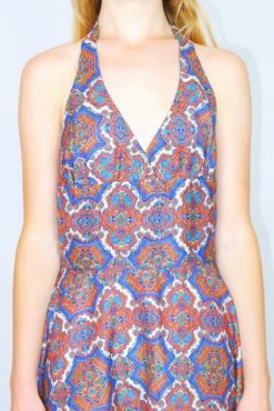 70's Vintage - Halter Skater Mini Dress - Blue & Orange Kaleidoscope - Size XXS/XS 6 70's Vintage - Halter Skater Mini Dress - Blue & Orange Kaleidoscope - Size XXS/XS -KIKIS Clothing Shop DSCF6184 2