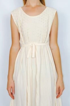 70's Vintage - Embroidered Mini Dress - Cream - Size M/L -KIKIS Clothing Shop DSCF6401 2