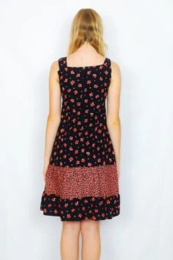 70's Vintage - Strappy Summer Mini Dress - Black & Berry Blossom Floral - Size XXS 7 70's Vintage - Strappy Summer Mini Dress - Black & Berry Blossom Floral - Size XXS -KIKIS Clothing Shop DSCF6414 2