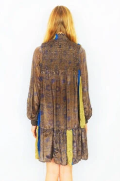 Mona Mini Dress - Vintage Indian Sari - Walnut Gold & Teal - Free Size -KIKIS Clothing Shop DSCF8255 107af8b2 22f6 445c 9488 5813148f2554