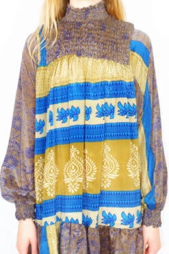 Mona Mini Dress - Vintage Indian Sari - Walnut Gold & Teal - Free Size -KIKIS Clothing Shop DSCF8258 814e6999 0862 47e8 9ad8 ba199ae8bfd4