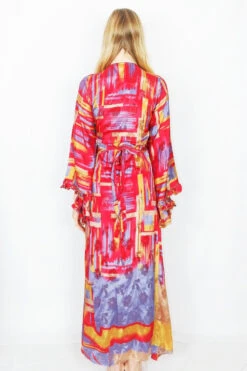 Venus Maxi Wrap Dress - Glistening Red Brushstrokes - Vintage Sari - XS - S/M 8 Venus Maxi Wrap Dress - Glistening Red Brushstrokes - Vintage Sari - XS - S/M -KIKIS Clothing Shop DSCF9053