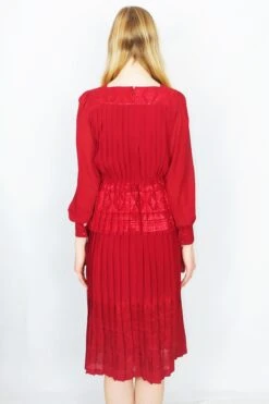 Vintage Pleated Midi Dress - Sparkly Embroidered Burgundy - Size S/M -KIKIS Clothing Shop DSCF9339 4997da5e c451 4b02 bcd1 d133695eb227