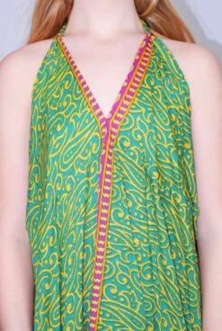 Blossom Halter-Neck Maxi Dress - Apple Green & Sun Bold Paisley - Free Size -KIKIS Clothing Shop DSCF9403