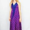 Medusa Halter Dress - Vintage Indian Sari - Purple, Teal & Pink - M/L