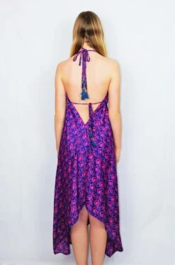 Medusa Halter Dress - Vintage Indian Sari - Purple, Teal & Pink - M/L -KIKIS Clothing Shop DSCF9499