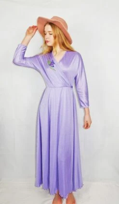 70's Vintage - Metallic Lilac Stretch Fabric Maxi Wrap Dress - Size S/M 10 70's Vintage - Metallic Lilac Stretch Fabric Maxi Wrap Dress - Size S/M -KIKIS Clothing Shop DSCF9911 25763da1 ccd0 4d37 a74d 41fa289ffb90