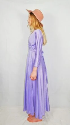 70's Vintage - Metallic Lilac Stretch Fabric Maxi Wrap Dress - Size S/M 12 70's Vintage - Metallic Lilac Stretch Fabric Maxi Wrap Dress - Size S/M -KIKIS Clothing Shop DSCF9914 301d61f8 30d0 42fc 99fb 0b8c687cf56a