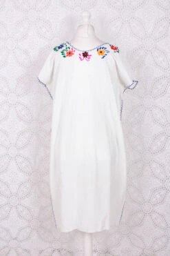 Vintage Dress - Mexican Peacock Floral Embroidered Midi - Free Size -KIKIS Clothing Shop IMG 0369 a14b22ab d4ed 4346 afa8 94d3039d494c
