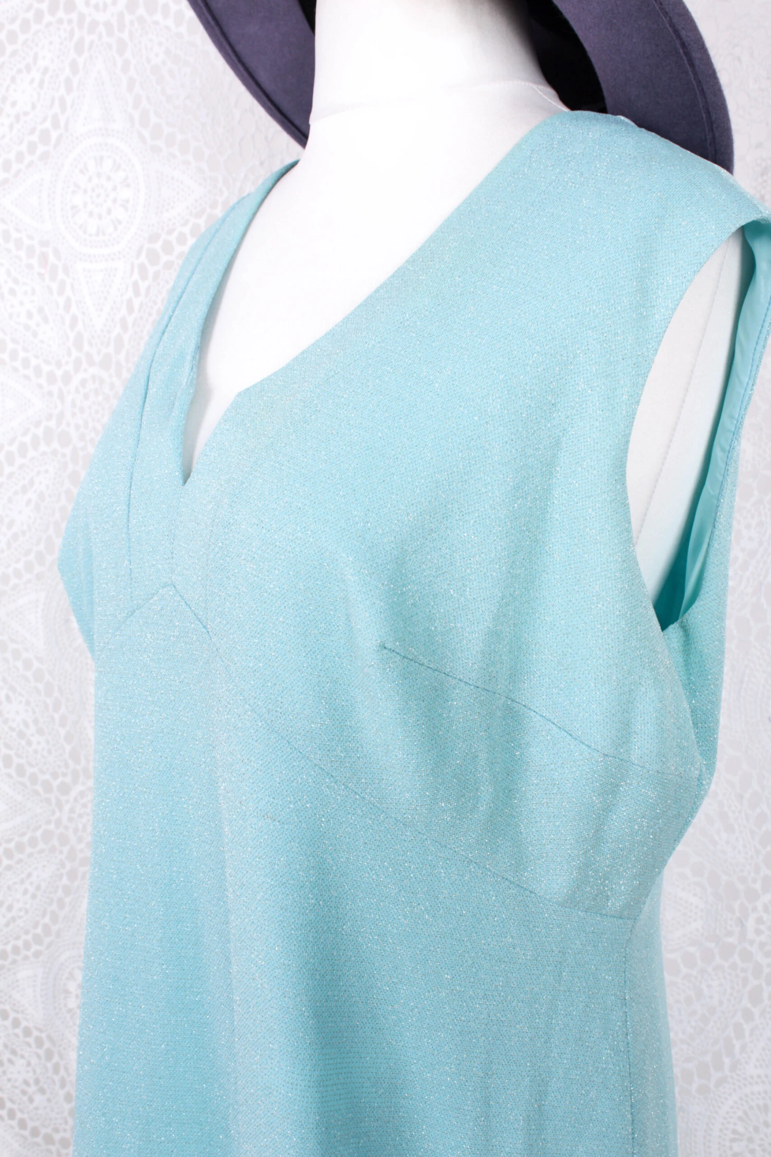 Vintage Dress - Powdered Aquamarine Sparkle Maxi - Size L 2 Vintage Dress - Powdered Aquamarine Sparkle Maxi - Size L - Image 2