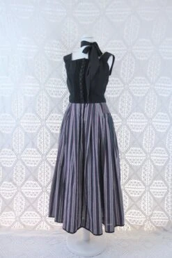 SALE Vintage Dress - Scandinavian Mauve Pinstripe Strappy Midi - Size XS
