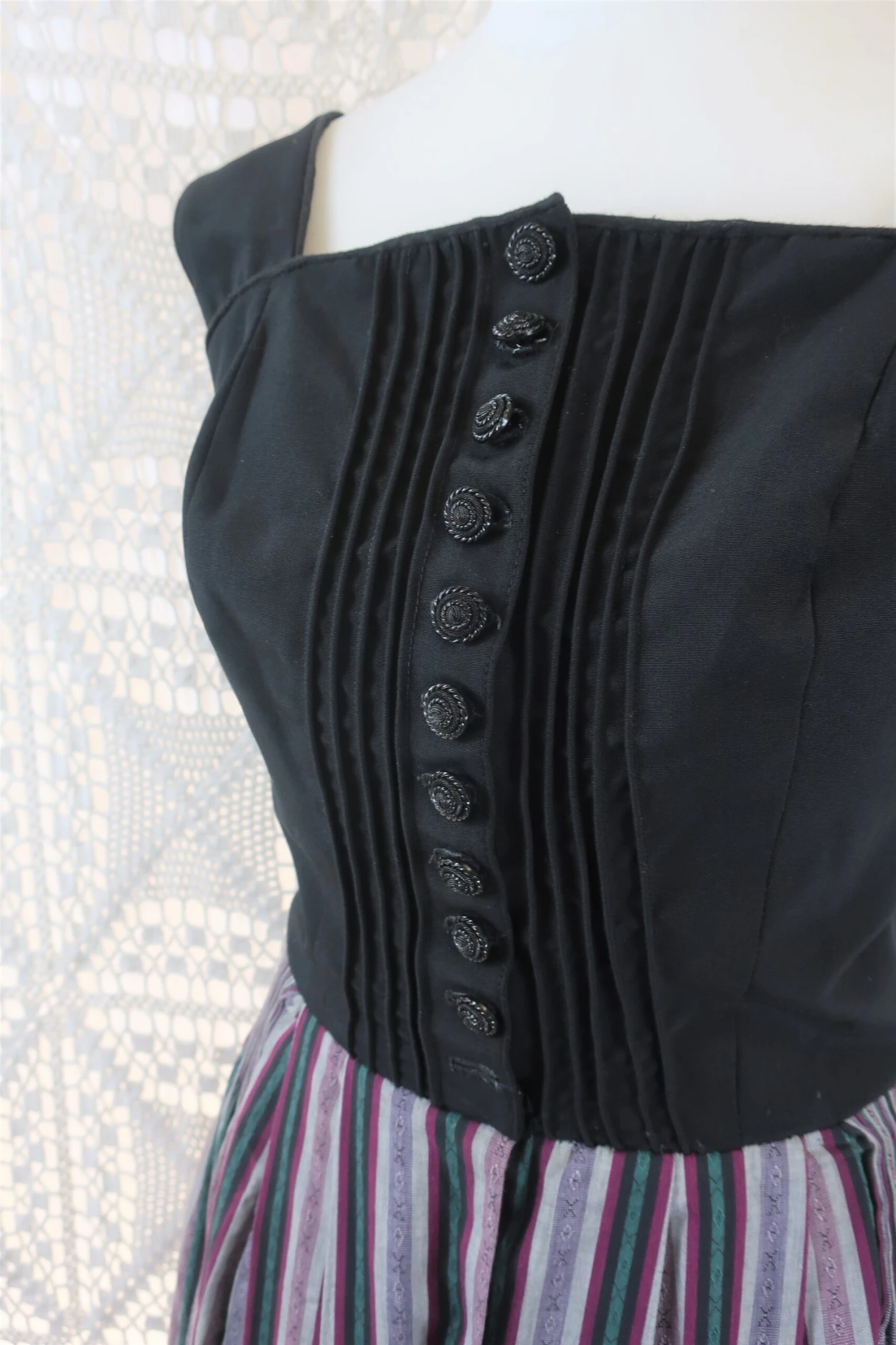 SALE Vintage Dress - Scandinavian Mauve Pinstripe Strappy Midi - Size XS 5 SALE Vintage Dress - Scandinavian Mauve Pinstripe Strappy Midi - Size XS - Image 5