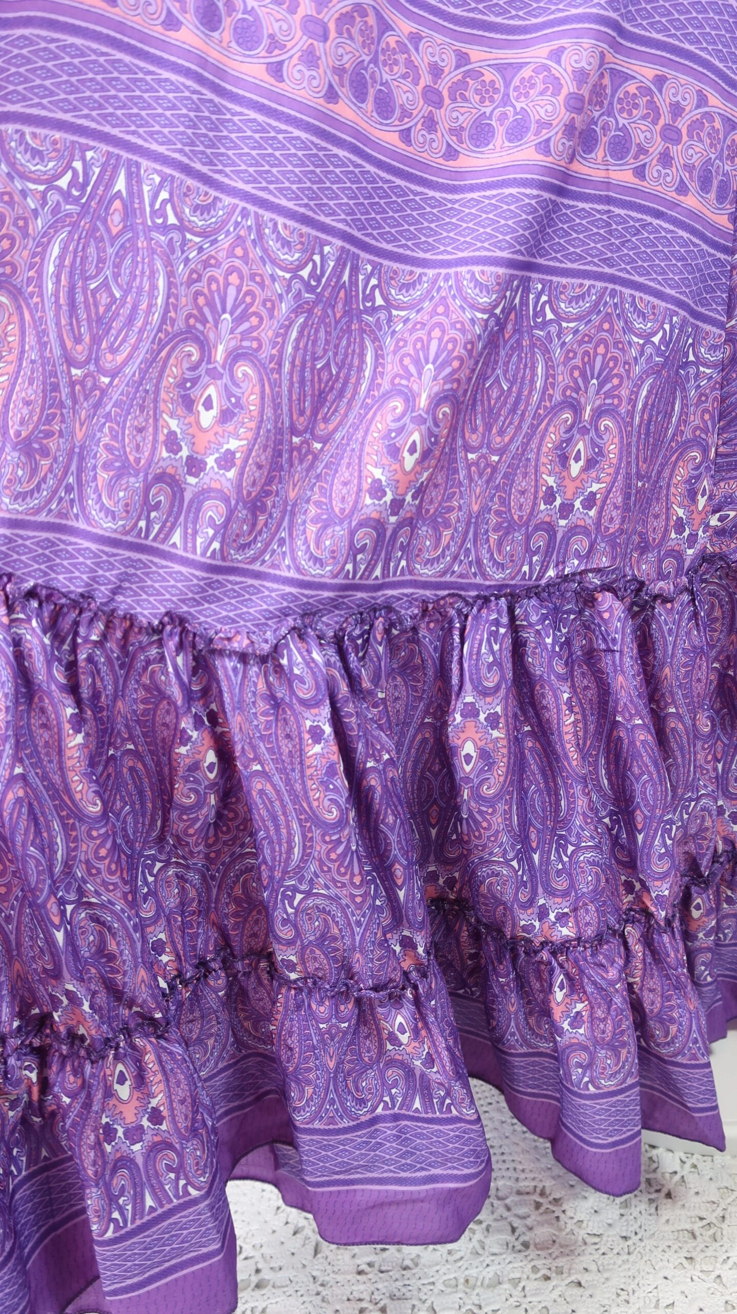 Cherry Halter-Neck Maxi Dress - Purple & Violet Paisley Floral Sari (XS - S/M) 7 Cherry Halter-Neck Maxi Dress - Purple & Violet Paisley Floral Sari (XS - S/M) - Image 7