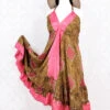 Blossom Mini Halter Dress - Vintage Indian Sari - Bubblegum & Fudge - M/L