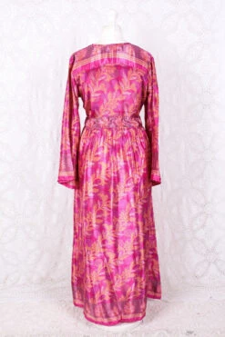Lily Maxi Dress - Rich Pink Shimmer Vintage Sari - Size S/M -KIKIS Clothing Shop IMG 0652 6af75813 a6e8 4174 abb3 7bc7285f43e0
