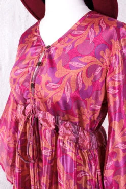 Lily Maxi Dress - Rich Pink Shimmer Vintage Sari - Size S/M -KIKIS Clothing Shop IMG 0657 5d024c4a 203a 455a b95c a1203ec51dab
