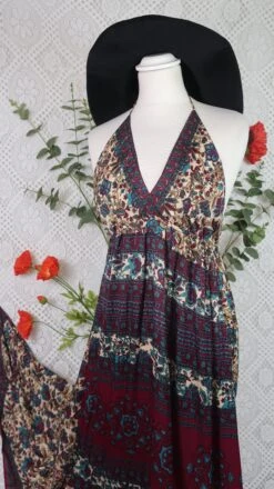 Cherry Halter-Neck Maxi Dress - Cream, Teal & Sangria Floral Sari (S/M - M/L) 11 Cherry Halter-Neck Maxi Dress - Cream, Teal & Sangria Floral Sari (S/M - M/L) -KIKIS Clothing Shop IMG 0677 86b71ab1 c32d 462e a303 8481897b1cb5