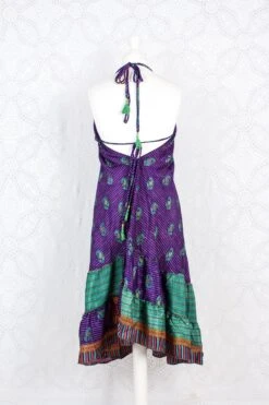 Blossom Mini Halter Dress - Vintage Indian Sari - Purple, Teal & Gold - S/M -KIKIS Clothing Shop IMG 0690 7a3909f9 61d5 46a5 aa83 d77bd8bfe262