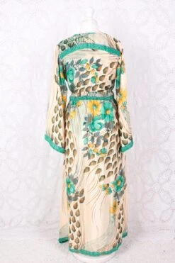 Lily Maxi Dress - Peachy Cream & Jade Floral Vintage Sari - Size S/M -KIKIS Clothing Shop IMG 0699 6eff34e4 67fe 4281 9ccd b19b1d7c7e3c