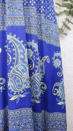 Cherry Halter-Neck Maxi Dress - Royal Blue & Lemon Floral Sari (XS - S/M) -KIKIS Clothing Shop IMG 0737 9ea8d24c abdb 4f99 bd14 67b47d8facbe