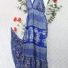 Cherry Halter-Neck Maxi Dress - Royal Blue & Lemon Floral Sari (XS - S/M)