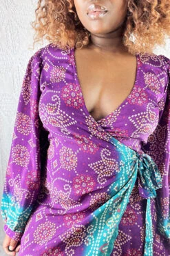 Lola Long Wrap Dress - Vintage Indian Sari - Amethyst & Jade - S/M 7 Lola Long Wrap Dress - Vintage Indian Sari - Amethyst & Jade - S/M -KIKIS Clothing Shop IMG 0822b