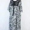 Vintage Indian Cotton Smock Dress - Black & White Embroidered Floral - Free Size S To XXL