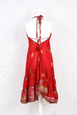 Blossom Mini Halter Dress - Vintage Indian Sari - Sheer Scarlet Shimmer - S/M 6 Blossom Mini Halter Dress - Vintage Indian Sari - Sheer Scarlet Shimmer - S/M -KIKIS Clothing Shop IMG 1019
