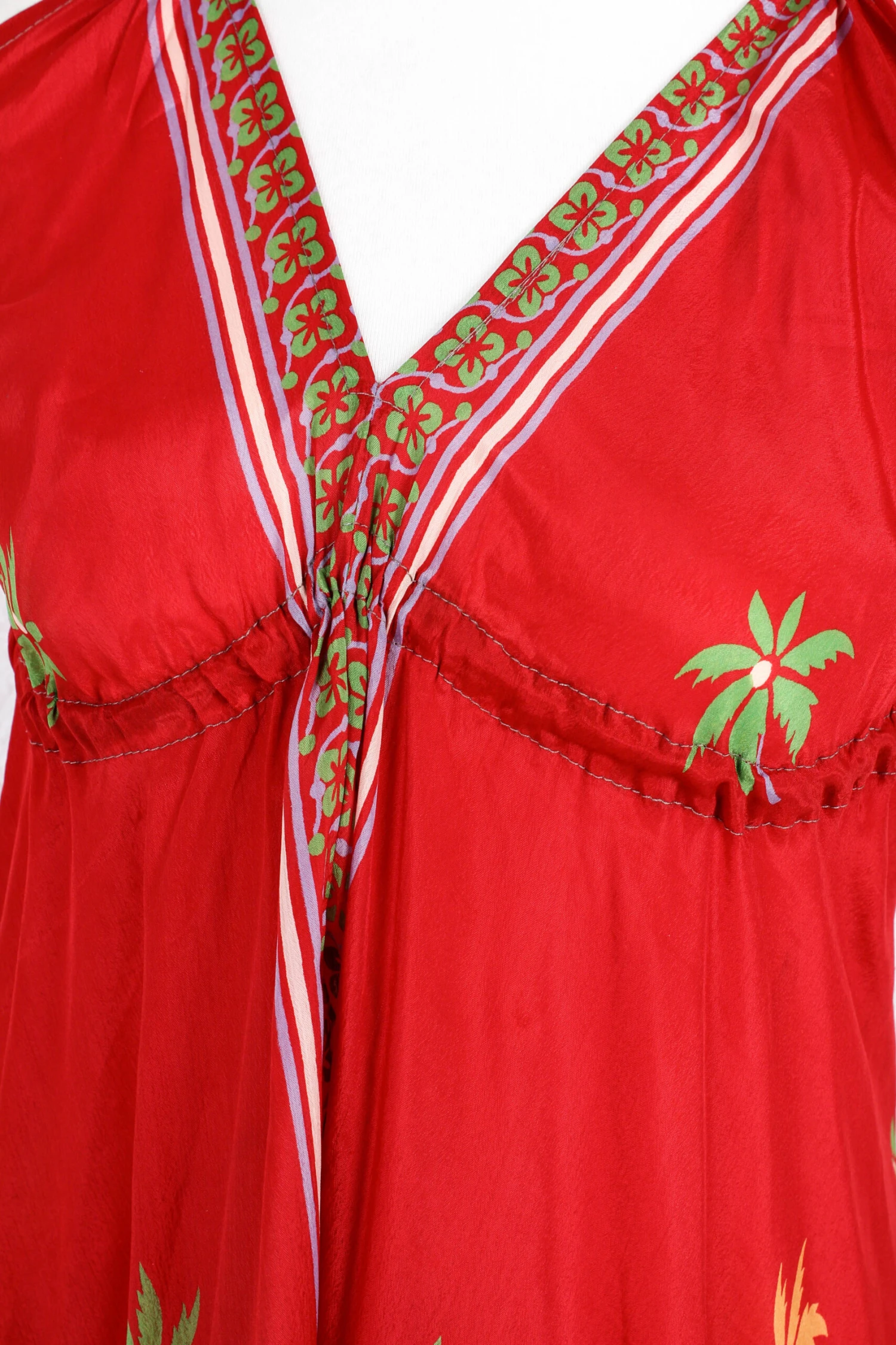 Blossom Mini Halter Dress - Vintage Indian Sari - Sheer Scarlet Shimmer - S/M 4 Blossom Mini Halter Dress - Vintage Indian Sari - Sheer Scarlet Shimmer - S/M - Image 4