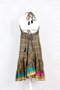 Blossom Mini Halter Dress - Vintage Indian Sari - Gold, Navy & Pink - S/M -KIKIS Clothing Shop IMG 1095 a9a6d6c7 b0ff 4cbb b845 b69e393523c1