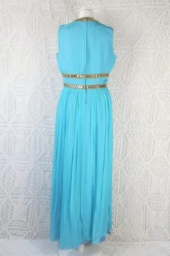 Vintage 70's Dress - Aqua Blue Sleeveless Chiffon Maxi - Size S/M -KIKIS Clothing Shop IMG 1109 453f79cb 234c 4723 b18d 4d3204330ce3