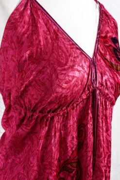 Blossom Mini Halter Dress - Vintage Indian Sari - Deep Pink Shimmer - S/M -KIKIS Clothing Shop IMG 1115 58855b9b 69a9 4675 a85e d9b5fd0b89d9