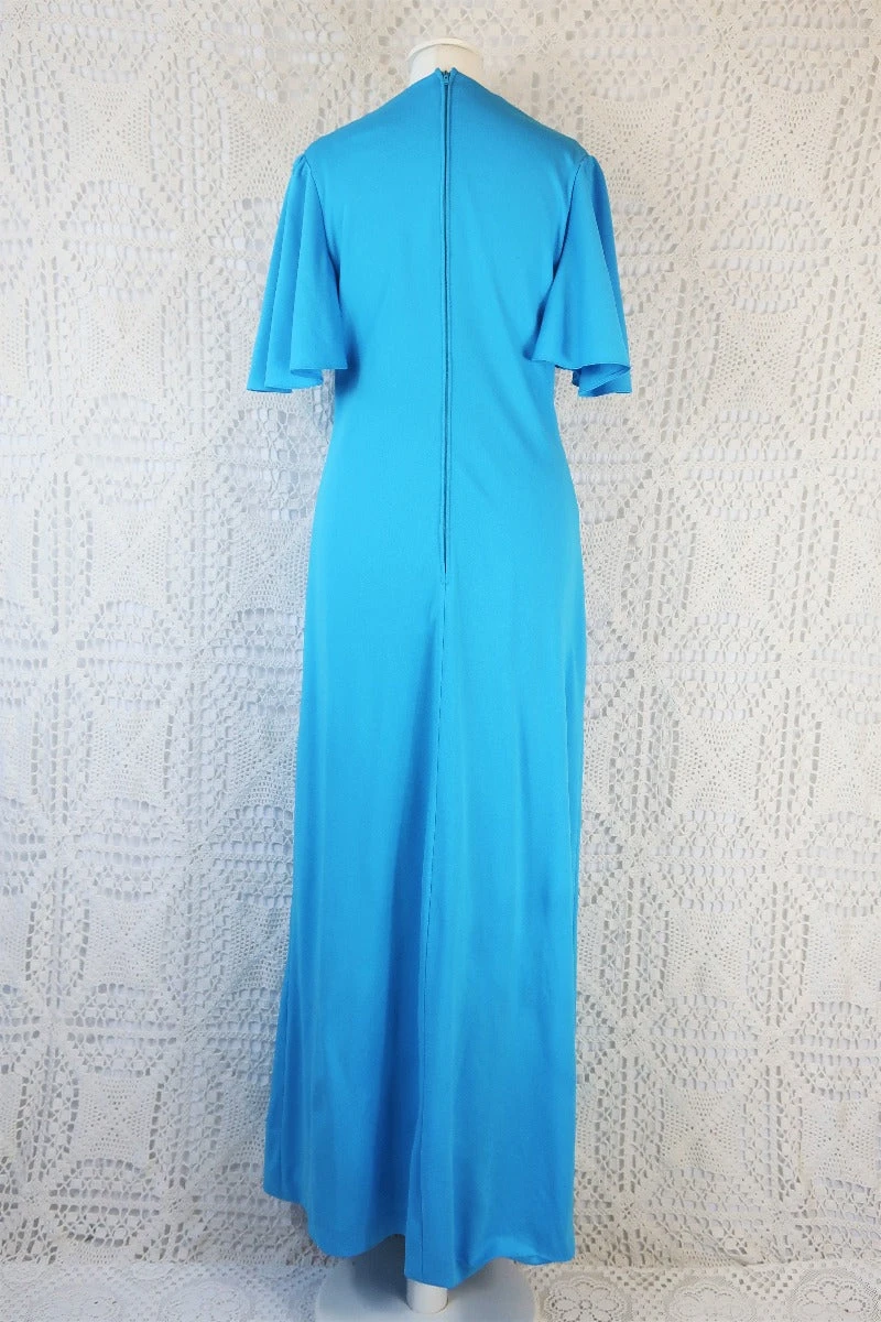 Vintage 70’s Dress - Olympic Blue Empire Line Angel Sleeve Maxi - Size S/M 7 Vintage 70’s Dress - Olympic Blue Empire Line Angel Sleeve Maxi - Size S/M - Image 7