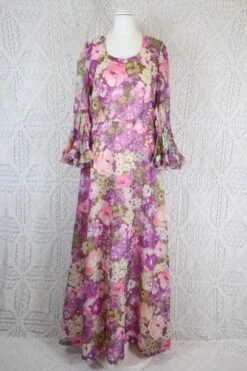Vintage 70’s Dress - Powder Lilac Bell Sleeve Maxi - Size S/M -KIKIS Clothing Shop IMG 1165 d9bb09c5 db26 436d a489 7d2cfe1ed468