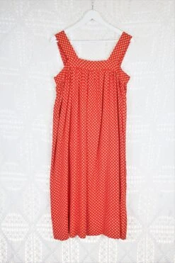 70's Vintage - Floral Pinafore Dress - Red & White - Size S/M -KIKIS Clothing Shop IMG 1441x a51d030b febc 498d 94db 5b3cf9211557