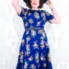 Vintage Midi Dress - Indigo Floral Cobbles - Size M/L