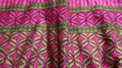 SALE Sylvia Wrap Dress - Vintage Indian Sari - Biscotti & Magenta Tile Print (XS - S/M) -KIKIS Clothing Shop IMG 2094b
